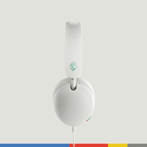 Image of Skullcandy Grom Wired Headphones, Volume-Limiting Audio, Comfortable Over-Ear Fit, Foldable, Designed for Kids 6+, Convenient for Travel with 3.5mm AUX Plug, Built-in Microphone - Bone Seafoam