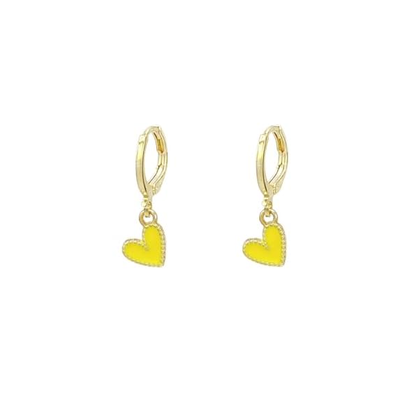Heart Huggie Hoop Earrings for Women Mini Dangle Drop Earrings Hypoallergenic Tiny Cute Jewelry Gifts White Pink Yellow Black Coral