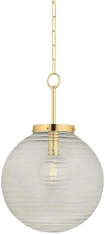 Hudson Valley Lighting 9917-AGB Falls Mills Damp-Rated Pendant, 1-Light E26 Medium Base, Aged Brass