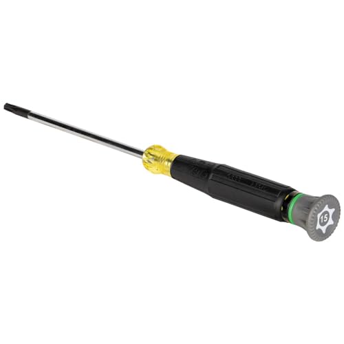 Image of Klein Tools 6333 Mini Precision Screwdriver, T15H TORX Tamperproof Tool with Cushion-Grip Handle and Color Coded Rings, 3-Inch Shank