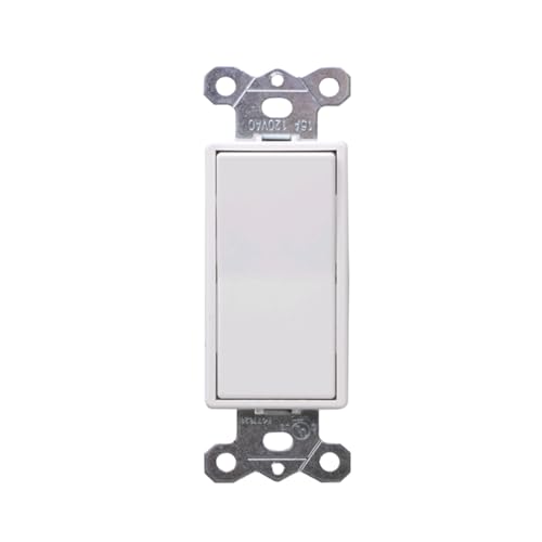 Decora 15 Amp Single Pole Rocker Light Switch, Wall Plate Included, UL Listed, White 10PK