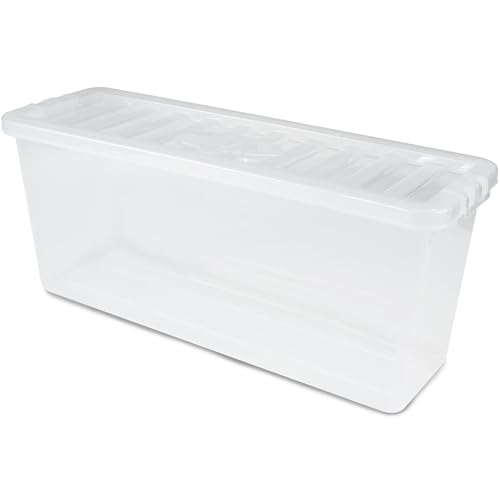 #11 AUFBEWAHRUNGSBOX - für 36 DVDs - Aufbewahrungsbox mit Deckel 1 Stück - 60x20x25cm - transparent klar - stapelbar - Kunststoff Box Stapelkiste Unterbettkommode Büro