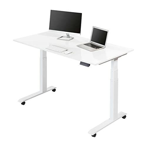 Stand Up Desk Store Electric Adjustable Height Standing Desk with Programmable Memory (White Frame/Gloss White Top, 60" Wide)