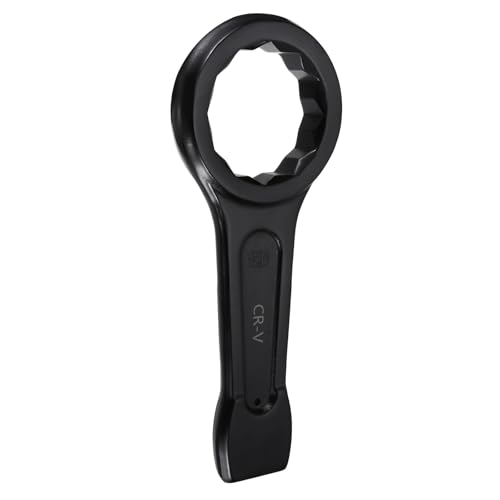 sourcing map Box End Striking Ring Wrench 120mm Metric CR-V Steel 12-Point Flat Strike Wrench Baking Paint Single Head Spanner Hand Tool for Mechanical Automotive Repair