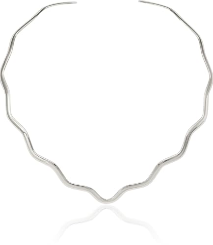 925 Sterling Silver Wavy V Shape Neck Collar Neckwire Chain Cuff Choker Necklace