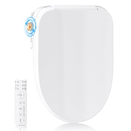 GAICOM Electric Bidet Toilet Seat Elongated, Smart Heated Toilet Seat with Instant Warm Water & Dryer, Front & Rear Wash, Remote Control, Soft Closed, Self-Clean Nozzle, Night Light