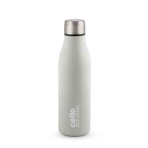 Image of CELLO Gem Stainless Steel Water Bottle for Daily Use 900 ml Grey | Easy to Carry & Clean, Rust Proof Leak Proof Freezer & Fridge Safe Single Wall Steel Water Bottle for School Kids, Travel & Office