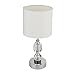 Produktbild GLOBO Tischleuchte BRONN Chrom, Textil weiß, Kristallglas klar