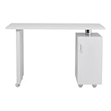 Warmiehomy Professional Manicure Table Mobile Nail Table Beauty Salon Workstation 6 Lockable Swivel Wheels Storage Drawers Nail Desk with Extra Free Armrest for Home & Spa Salon 120x45x78cm (White)