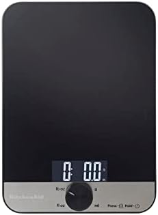 KitchenAid Digital Glass Kitchen Scales for Wet and Dry Ingredients, 5000g / 5000ml Weighing Capacity, Black
