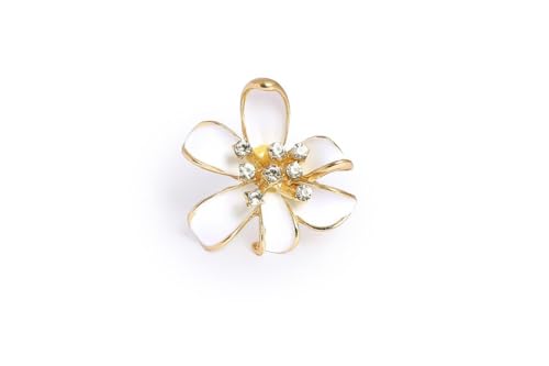 Gold Flower Ring with Crystals and Pearls, Adjustable Statement R...