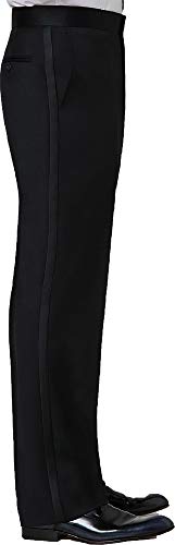 Men's Adjustable Black Tuxedo Pants with Satin Stripe (51-52-53 Long)