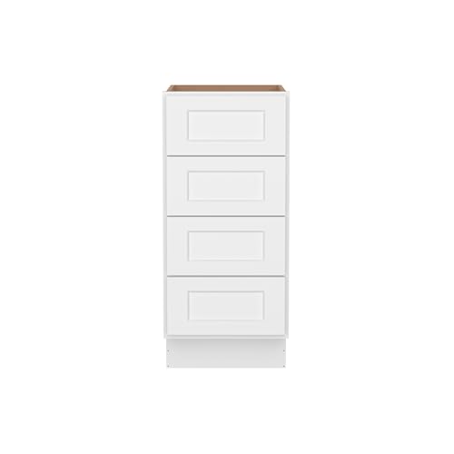 Image of Furinno Shaker Drawer Base Kitchen Cabinet with 4-Drawers, Ready to Assemble, 24 D x 15 W x 34.5 H, White