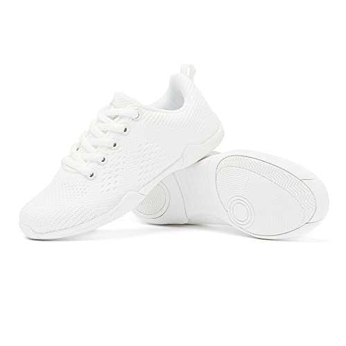 Danzcue Adult Youth White Cheer Shoes, Lightweight Breathable Cheerleading Shoes, Womens Athletic Training Cheer Sneakers2