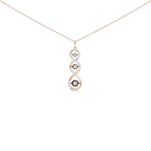 10K White and Yellow Gold Plated .925 Sterling Silver 1/2 Cttw Round Diamond Twisted 18" Pendant Necklace (Champagne Color, I2-I3 Clarity)