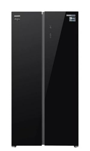 Frigorifico Americano Infiniton SBS-630A85NEG, 185 cm de Altura, 540 Litros, E, No Frost Total, E, Doble puerta con cierre magnético, Patas regulables en altura, Acabado en Cristal Negro