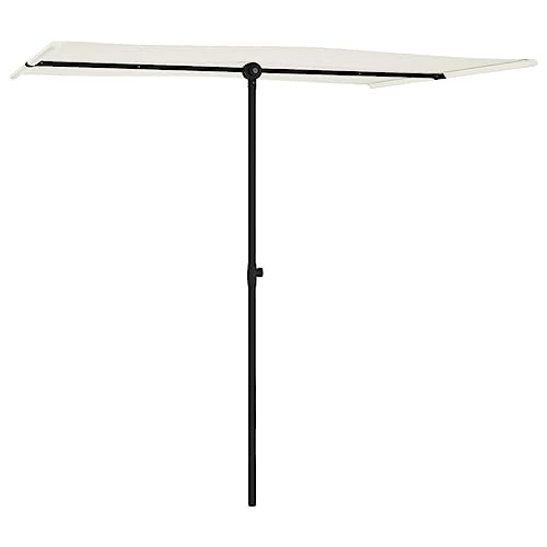 Higsose Gartenschirm Sonnenschirm 200x150x215 cm Höhenverstellbar Outdoor Terrassenschirm mit Metallmast und Rippen 360 Grad Drehbar Weiß Parasol Balkon Schirm UV Schutz Polyester