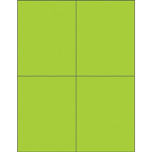 4.25 x 5.5 in. Fluorescent Green Rectangle Laser Labels
