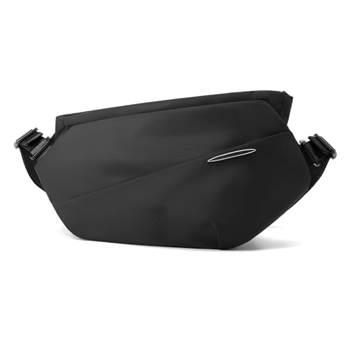 Bolso Bandolera, Riñonera de Moda Hombre Mujer, Bolsa Cruzada Mochila de Pecho, Bolsa de Pecho Deportiva Impermeable, Bolsa de Cinturón con Correa Ajustable para Viajes,Ciclismo,Trabajo (Negro)