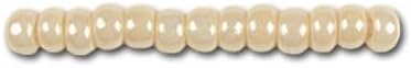 20g Round Rocailles Glass Seed Beads Preciosa Ornela 9/0, Cream Hematite (46112), Bohemia Crystal Glass, Czechia 311 19 001