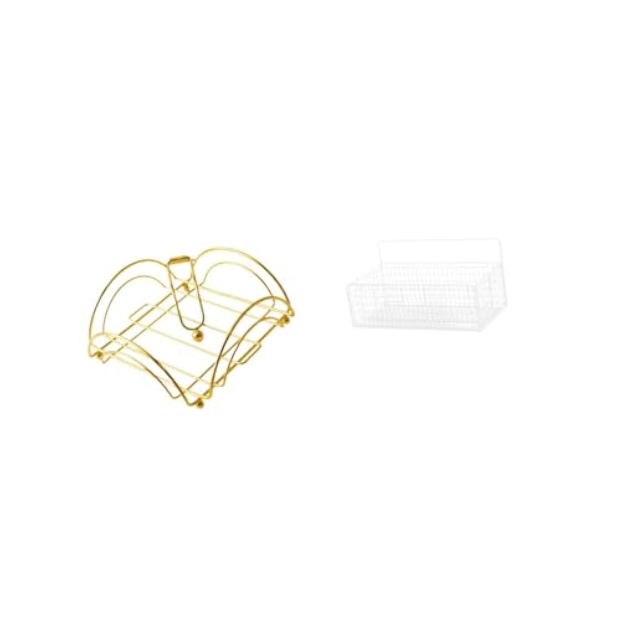 Weighted Arm Napkin Dispenser with Wire Storage Basket