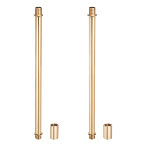 Image of PATIKIL Straight Pipe Lamp Stems Rod Kit, 2 Set M10 Carbon Steel 200mm(7.87 inch) Long Double End Thread Rod with Coupling Nuts Sleeve Connector for Table Lamps Chandeliers,Gold