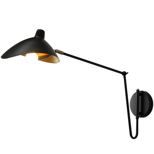 Xiyocadt Applique per Camera da Letto,Lampada a Muro con Braccio Oscillante Lungo Regolabile,Lampada da Parete Pieghevole Interni E14 per Soggiorno Ufficio Studio Lavoro,Nero