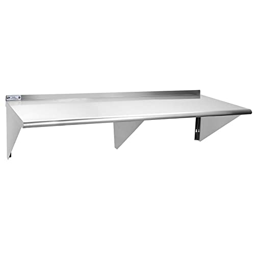Image of HALLY SINKS & TABLES H Stainless Steel Shelf 18 x 60 Inches, 450 lb, Commercial Wall Mount Floating Shelving for Restaurant, Kitchen, Home and Hotel
