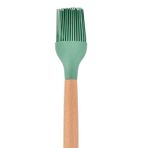 Pincel Culinário de Silicone Verde Cabo Madeira