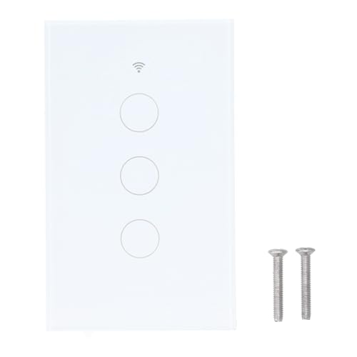 Interruptor de pared Aramox de vidrio templado blanco y PC ignífugo seguro 6