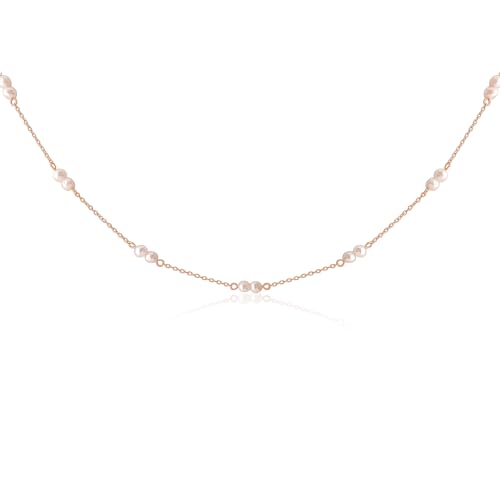 Mary & Jules Damski naszyjnik ze srebra wysokiej próby 925, ze srebrnych perł pochodzących z recyklingu, choker z perłami słodkowodnymi, długość 38 + 5 cm