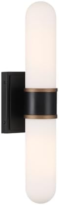 Crystorama Brian Patrick Flynn Capsule 2 Light LED Matte Black + Textured Gold Sconce with White Glass Shades