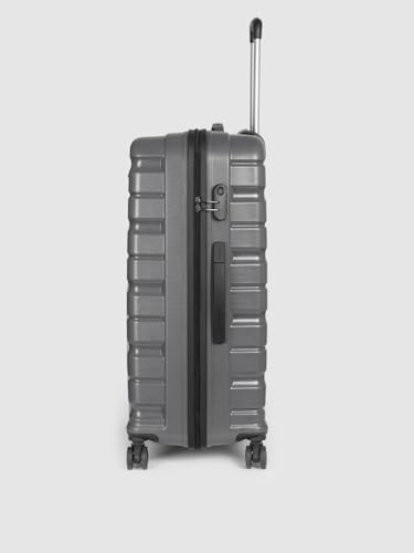 Image of Teakwood Unisex Trolley Bag for Travel, Hard Cabin Trolley Suitcase Bag, Numver Lock System 360 Degree 8 Rotating Wheels | Set of 3 (55, 65, 76 CM, Dark Grey)