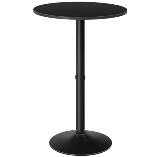 HOOBRO Round Bar Table, 35' Tall Pub Table, with Non-Slip Base for Narrow Space, Bar Height Table for Kitchen, Easy to Assemble, Black BB57BT01