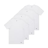 PUMA Men's 4 Pack Cotton Crewneck Short Sleeve T-Shirt, White, Medium