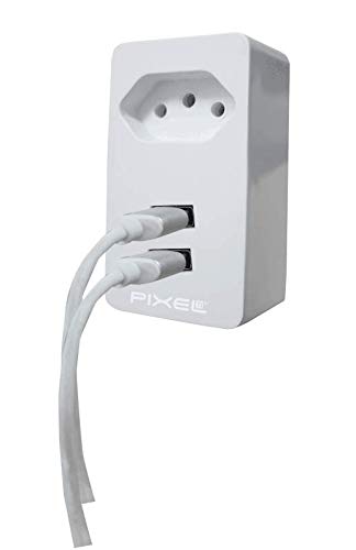 Fonte USB com duas portas e tomada - Pixel TI - A062USB