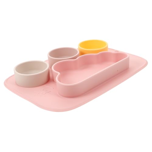 UPKOCH シリコンプレート 皿 マット 炊飯器 離乳食メーカー 製品 小さな電子レンジ たち 幼児用給餌ボウル フィーダ ベビーボウル 離乳プレート 用ボウル シリカゲル ピンク
