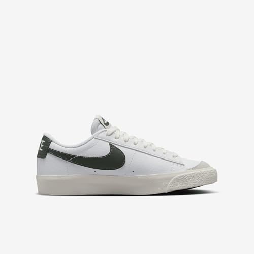 Nike Blazer Low '77 Big Kids' Shoes (DA4074-124, White/Sail/Vintage Green) Size 53