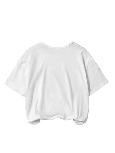 OYOANGLE Girl's Bow Graphic Print Tee Shirt Crew Neck Short Sleeve Cute Casual Tee Tops2