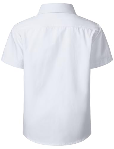 Boys Oxford Button Down Shirt Short Sleeve Formal Uniform Dress Shirts with Pocket2