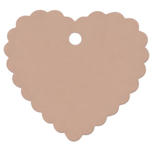 Image of CVANU (50-PCS) Decorative Heart Shape Color Paper Tags & Finish Cut Hole for Hanging with Jute Rope for Gift & DIY Crafts| Message Note| Labeling & Writable (2.16x2.36inch) Light Brown1