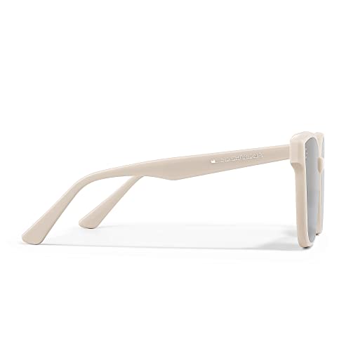 isheep Classic Square Oversized Designer Trendy Sunglasses for Women & Men,HD Nylon Lens, UV Protection SIS-05-WH (White)4