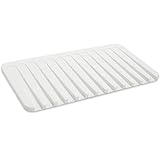 Self Draining Silicone Drying Mat. 15 x 8 Inches Dish and Glassware Sloped Board Silicone Tray in White. Anti-Bacterial, Dish Washer Safe. Heat Resistant Trivet. Talented Kitchen