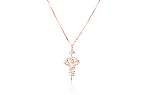 Lotus Unalome Necklace - 925 Sterling Silver Lotus Flower Unalome Necklace - Yoga Jewelry - Chakra Necklace - Spiritual Symbol Charm