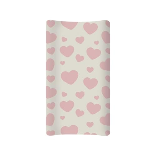Zanxiantu Pink Heart Baby Changing Pad Covers Infant Newborn Changing Table Cover Girls Diaper Table Change Mat Sheets Cover Soft Washable Stretchy