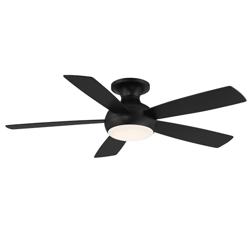 WAC Lighting F-035L-MB Odyssey Indoor or Outdoor Flushmount Smart Compatible Ceiling Fan with Remote Control 52in Blade Span Matte Black 3000K Warm White LED thumbnail 2