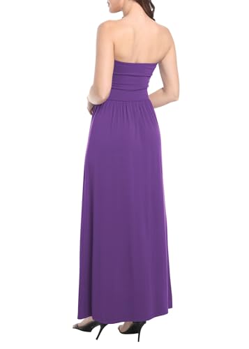 Image of Urban CoCo Summer Strapless Ruched Maxi Dress for Women Sleeveless A Line Flowy Party Wedding Guest Long Dresses