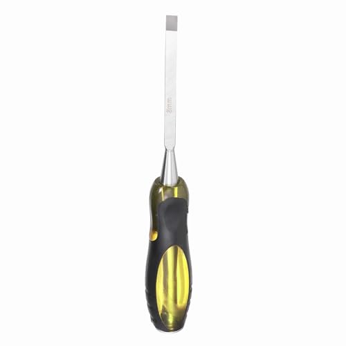 PATIKIL Wood Carving Chisel, 8 mm Professional Woodworking Hand Carving Tool with Steel End for Whittling, Detail Carving, DIY Crafts, Black/Yellow/Silver
