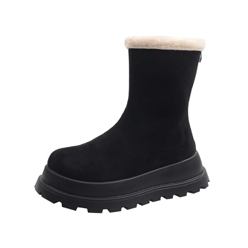 Bottines d'hiver pour femme à semelle épaisse et bout rond