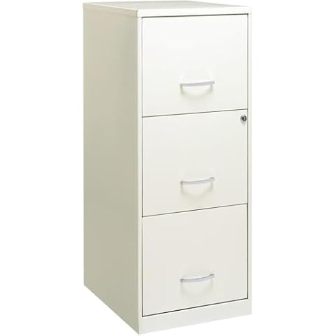Scranton & Co 3-Drawer Modern Metal Vertical File Cabinet with Lock in White Cover